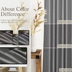 Nanspring Dark Gery Linen Curtains 63 Inches Length for Living Room Back Tab Pocket Light Filtering Semi Sheer 2 Panels Set Drapes Neutral Farmhouse Cotton Linen Textured Window Curtain 52X63 Inch