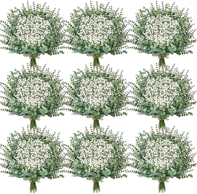 Serwalin 300 Pcs Mixed Artificial Eucalyptus Stems，Babys Breath Artificial Flowers Bulk with Artificial Fake Greenery Stems for Wedding DIY Bouquets Floral Arrangement Home Decor