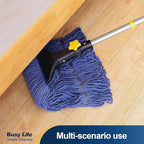 Yocada Looped-End String Wet Mop Heavy Duty Cotton Mop Commercial Industrial Grade Telescopic Iron Pole Jaw Clamp Floor Cleaning 55.1 inch