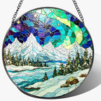 8-Inch Stained Glass Ornament, Stained Glass Window Hanging, Window Hanging Decor Suncatcher, Mountain Landscape Ornament | Holiday, Mother’s Day, Birthday | Gifts for Nature Lovers, Friend & Family