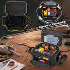 Small Tool Bag with Anti-friction Bottom, Tactical 12" Tool Tote for Men, Hand Tool Storage Organizer for Electrician, Repairman and Carpenters, Black