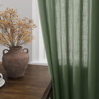 Christmas Olive Green Linen Curtains 84 Inches Long for Bedroom Back Tab Light Filtering Privacy Semi Sheer Curtains Modern Farmhouse Decor Olive Green Curtain for Living Room 2 Panels 52x84