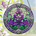 Stained Glass Window Hanging, LAOWEIKI 8'' Celtic Knot Suncatcher, Stained Glass Ornament, Suncatchers for Windows Hanging, Window Decor, Outdoor or Indoor, Gifts for Friends, Women, Art Lover