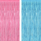 2 Pack Gender Reveal Decorations, 3.28 FT x 7.05 FT Pink and Blue Fringe Backdrop, Metallic Boy or Girl Foil Fringe Curtains Tinsel Backdrop Party Streamers, Birthday Party Decor Photo Booth Props