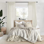 XTMYI 90 Inches Long Sheer Linen Curtains 2 Panels Set,Hook Tape Back Tab Semi Sheer Cotton Blend Fabric Modern Cottage Core Cottagecore Curtain Drapes for Living Room Bedroom,50x90 in Length