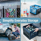 CleverMade Collapsible Milk Crate, Ocean, 3PK - 25L (6 Gal) Stackable Storage Bins, Holds 50lbs Per Bin - Clevercrates are Heavy Duty, Plastic Collapsible Storage Crate for Multi Purposes