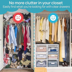 Vtopmart 4 Pack 18QT White Stackable Storage Drawers,Easily Assemble Acrylic Closet Organizers,Plastic Storage Bins for Bathroom,Cabinet,Kitchen Pantry,Under Sink Organization