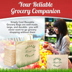 Simply Cool 50 Pack Reusable 'Thank You' Eco-Friendly Grocery Shopping Bags 19.6" x 16.1" x 7" 60 gsm Durable, Recyclable, Washable, Foldable, Portable Tote Bags Bulk (Cream, Loop Handle)