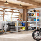 REIBII Garage Shelving, 5 Tier Storage Shelves Load 2020LBS, Adjustable Garage Shelves Heavy Duty, Metal Shelving Unit with Waterproof Columns for Warehouse, 35.5" W x 11.9" D x 72" H, Galvanized