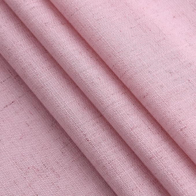 Linen Look Rose Curtains 84 Inch Long 2 Panel Set with Back Tab Rod Pocket Light Filtering Privacy Semi Sheer Textured for Neutral Farmhouse Style Bedroom and Living Room 52x84