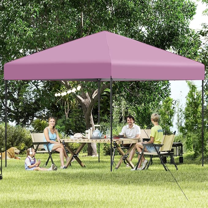 Tangkula 10x10 FT Pop Up Canopy, UPF50+ Portable Outdoor Tent with 8 Stakes, 4 Wind Ropes, Carrying Bag, Foldable Canopy Tent for Beach Party Event Camping