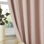 DUALIFE Pinch Pleated Back Tab Pink Blackout Curtains for Girls Bedroom Decor Baby Pink - Room Darkening Thermal Insulated Drapes with Hooks 40 x 63 Inches Long Set of 2 Panels