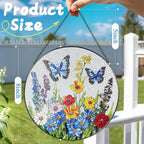 Stained Glass Window Hanging, 8 Inch Stained Glass Suncatcher Ornament, Suncatchers for Windows Hanging, Window Decor, Gift for Mothers Day, Butterfly Lover Gifts, Flower Lover Gifts