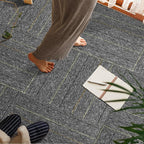 24 * 24in Self-Adhesive Carpet Tiles, Peel and Stick Floor Squares for Home Office, Removable Decorative Rug Mat, Easy Install, Sound Absorbing (10Pcs Light Grey)