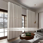 Extra Wide 70 Inch Blackout Curtains 96 Inches Long for Living Room, Rustic Boho Room Darkening Textured Linen Pleated Dining Room Office Insulated Ceiling Track Window Drapes 70"W x 96"L 2 Panels
