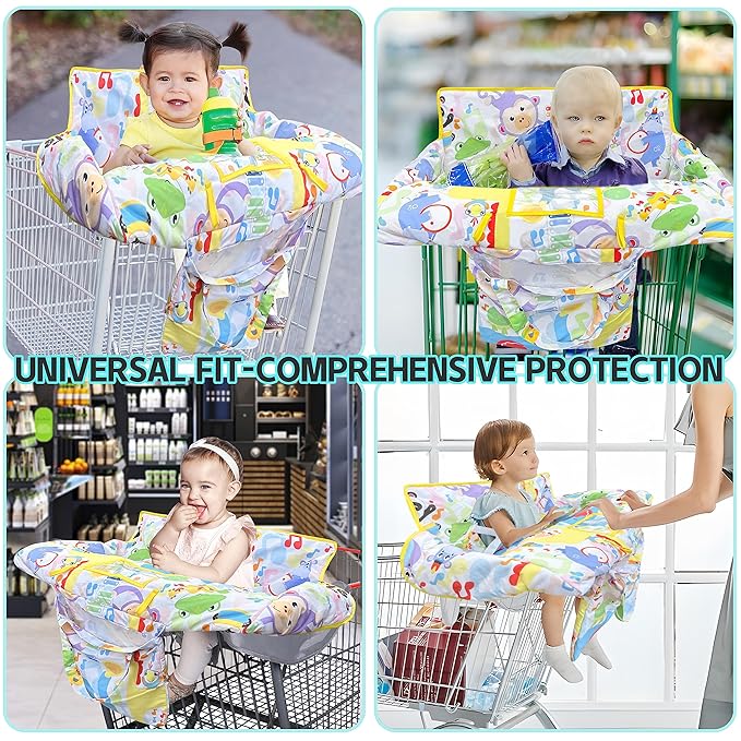 Shopping Cart Cover for Baby,2-in-1 High Chair Cover with Portable Cloth Bag,Cart Seat Pad for Babies Grocery Cushion Cover Restaurant,Suitable for All Supermarkets