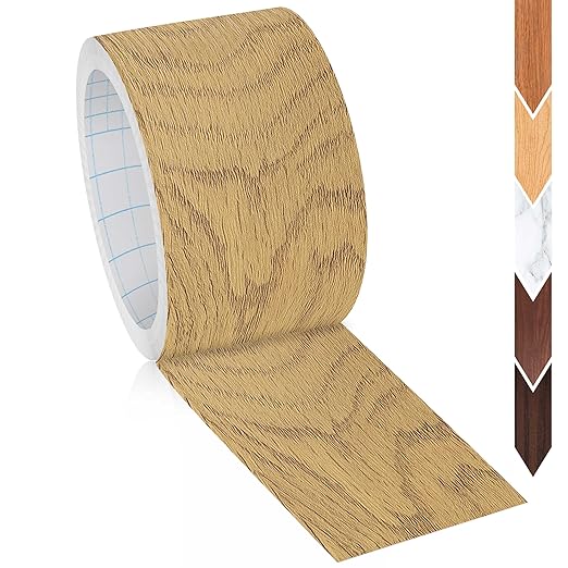 GSCIT Club Oak Wood Tape, 2.4 inch X 15ft Self Adhesive Wood Grain Tape Repair Wallpaper for Tables, Chairs, Baseboards, Doors, Windows, Floors, Handicraft DIY.