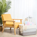 MINTWOOD Design 22in Extra Large Blanket Basket Holder Living Room, Rectangle Rope Woven Storage Basket with Handles for Laundry, Pool Towels, and Shoes, Dog Toy Organizer Bin Box, 3-Tone Light Gray