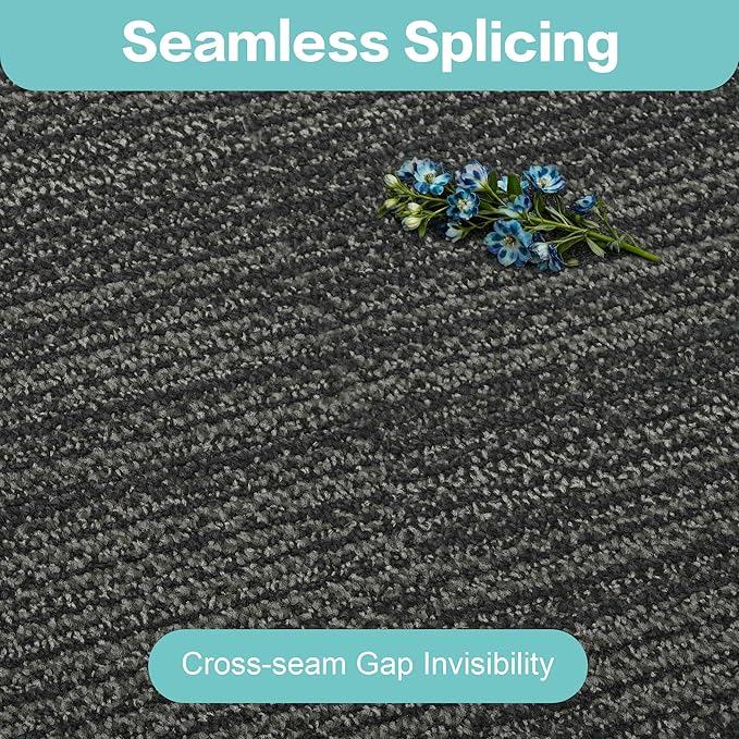 jxgzyy Commercial Carpet Tiles, 20×20 Inch, 0.31'' Padded Carpet Squares for Dorm, Non-Adhesive Carpet Flooring with Textured Silicone Back, Easy DIY, Renter-Friendly, 4 Pcs/10.8 Sqft