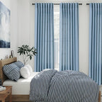 Blue Linen Curtains 102 Inches Long for Living Room 2 Panel Set Back Tab Rod Pocket Dusty Blue Semi Sheer Curtains Light Filtering Burlap Extra Long Drapes Farmhouse Decor for High Window 40x102