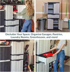 Sunnydaze Plastic Garage Storage Cabinet with 2 Adjustable Shelves - 57" H - Garage, Office, Home, Laundry Room - Gray