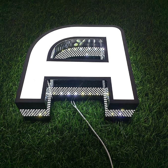 Outdoor Large Lighted Letter 10 to 20 Inch Tall Channel Letters Stainless Steel Lighted Business Signs for Storefront Branding Signage (15 letters)