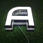 Outdoor Large Lighted Letter 10 to 20 Inch Tall Channel Letters Stainless Steel Lighted Business Signs for Storefront Branding Signage (1 letter or logo)