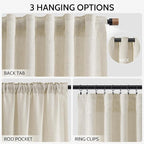 Nanspring Vanilla Linen Curtains 84 Inches Long for Living Room Light Filtering Semi Sheer Curtain Back Tab Modern Farmhouse Decor Elegant Luxury Coastal Drapes for Bedroom Office 52x84,2 Panels