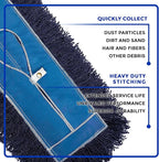 Nine Forty 60-Inch Premium Nylon Dust Mop Replacement Head - Heavy Duty Mop Head Refill for Industrial, Commercial, and Residential Cleaning - Dry Floor Duster for Hardwood Surfaces - Blue (1-Pack)
