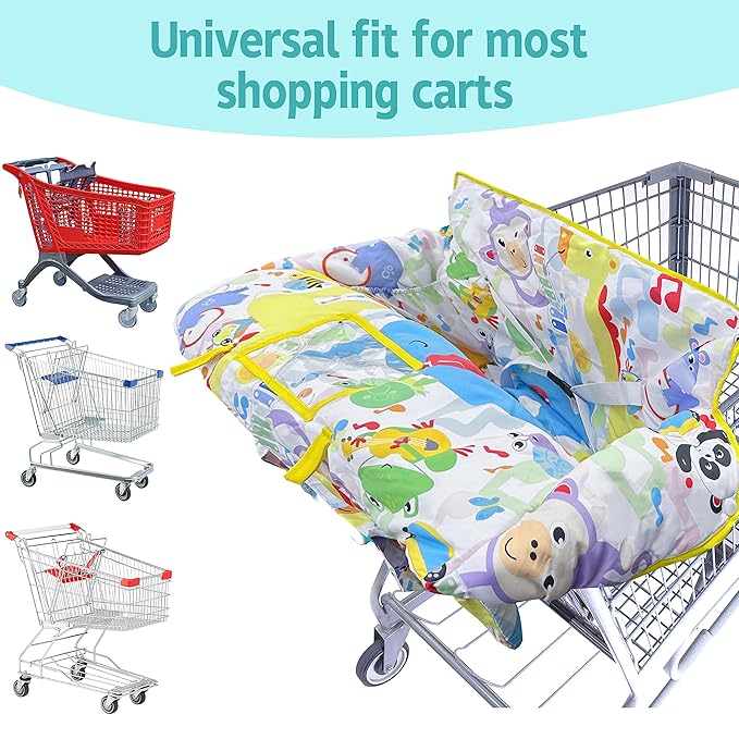 Shopping Cart Cover for Baby,2-in-1 High Chair Cover with Portable Cloth Bag,Cart Seat Pad for Babies Grocery Cushion Cover Restaurant,Suitable for All Supermarkets