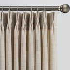 Beige Sheer Pinch Pleated Curtains 102 Inches Long 2 Panels,Back Tab Pleated Drapes Hooks Thick Linen Textured Boho Farmhouse Curtain for Dining Bedroom 70 Inch Wide Each Panel