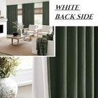 Dark Olive Green Curtains 70 Inch Length Extra Wide Pleated Black Out 84 Inch Long for Living Room, Linen Thick Sliding Glass Door Heavy Duty Insulated Large Window Drapes (70"Wx84"Lx 2Panels Loden)