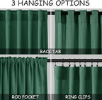 Dark Green Linen Curtains 72 Inch Length for Living Room Sheer Lightweight Door Drapes 2 Panels Set for Kids Bedroom Light Filtering Back Tab Rod Pocket Curtain for Kitchen Protect Privacy 52x72