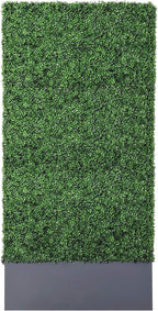 AGPL Upgraded Artificial Boxwood Hedge Wall with Dark Grey Stainless Steel Planter Outdoor Backdrop Privacy Screen,Patio,Balcony,Restaurant,Garden,Party Décor (96" Height 48" Width 12" Deep)