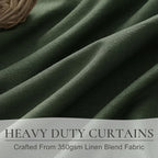 Dark Olive Green Curtains 70 Inch Length Extra Wide Pleated Black Out 84 Inch Long for Living Room, Linen Thick Sliding Glass Door Heavy Duty Insulated Large Window Drapes (70"Wx84"Lx 2Panels Loden)