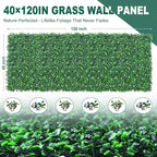 Grass Wall Panels Roll, 40"x120" (33.33 sqft) Artificial Ivy with White Flower, UV-Anti Faux Boxwood Grass Wall Greenery Panels for Garden Patio Balcony Decor