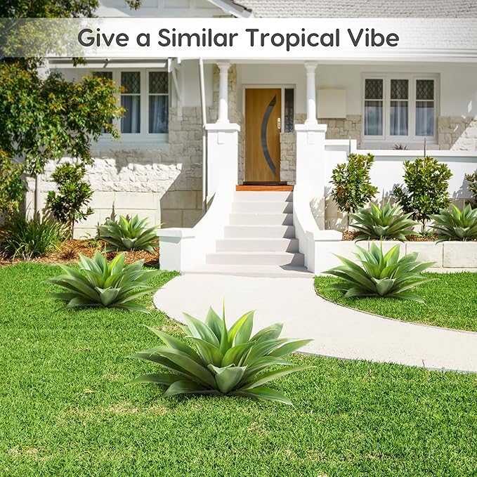Velener 28 Inch Artificial Agave Plants Outdoor Set, Large Fake Plants Indoor for Home Decor, Realistic UV Resistant Faux Succulents Plants Without Pot, Set of 2