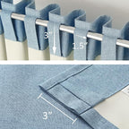 DUALIFE Faux Linen Blackout Slate Blue Curtains 80 Inch Long,Farmhouse Back Tab Rod Pocket Curtains Room Darkening Thermal Insulated Drapes for Bedroom Living Room,W50 x L80,2 Panels Stone Blue