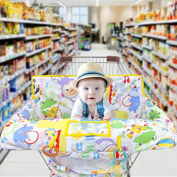 Shopping Cart Cover for Baby,2-in-1 High Chair Cover with Portable Cloth Bag,Cart Seat Pad for Babies Grocery Cushion Cover Restaurant,Suitable for All Supermarkets
