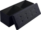 Ornavo Home 43 Inch Folding Storage Ottoman with Storage Bench, Long Large Storage Ottoman Bench, Storage Chest, Foot Rest Stool, Bedroom Bench with Storage - (Black)