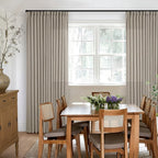 Pinch Pleated Linen Curtains 108 Inches Long for Living Room 2 Panels Set Greyish Beige Flax Double Pleated Drapes Back Tab Farmhouse Ceiling Floor 108 Inch Window Curtains Bedroom Burlywood Birch