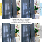 NICETOWN Thick Linen Semi Sheer Navy Blue Curtains 108 inches Long, Pleat Tape Semi Sheer Privacy Added with Light Filtering Window Treatments for Living Room/Bedroom, W52 x L108, 2 Panels