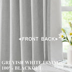 Vision Home Light Gray Pinch Pleated Full Blackout Curtains Linen Blended Thermal Insulated Window Panels 108 inch for Bedroom Living Room Darkening Grey Pleat Drapes with Hooks Back Tab 60"Wx108"Lx1
