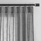 MYSKY HOME Grey Living Room Curtains Semi Sheer Light Filtering Privacy Drapes 108 Inch Length Linen Look Textured Boho Home Decor, Pinch Pleated Curtain for Parties, 40" x 108", Dark Grey, 2 Panels