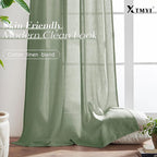 XTMYI Sage Green Linen Curtains 96 Inches Long for Living Room,Boho Closet Curtains for Bedroom Closet Door Neutral Nursery Boy Teens Girls Room