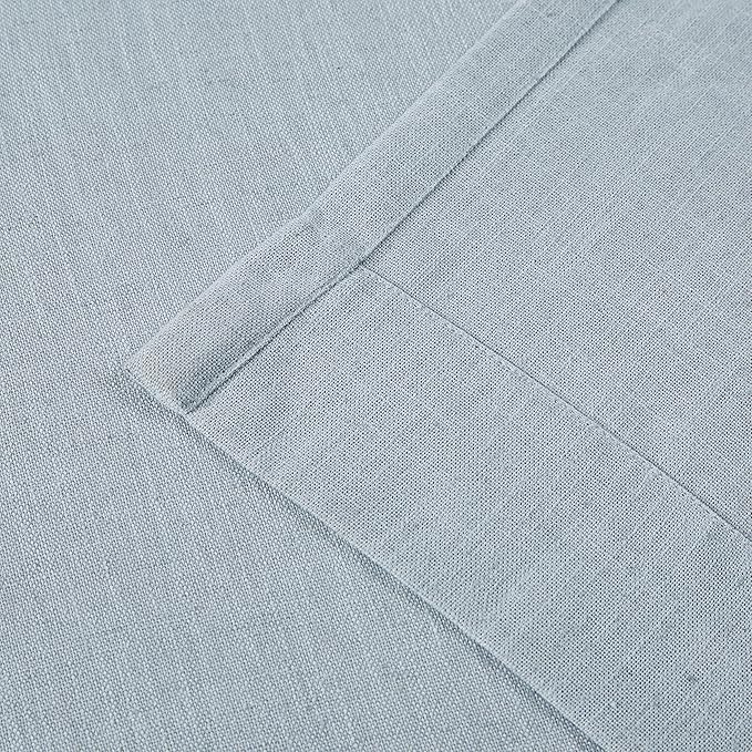 Vision Home Blue Grey Pinch Pleated Semi Sheer Curtains Textured Linen Blended Light Filtering Window Curtains 63 inch for Living Room Bedroom Pinch Pleat Drapes with Hooks 2 Panels 40" Wx63 L