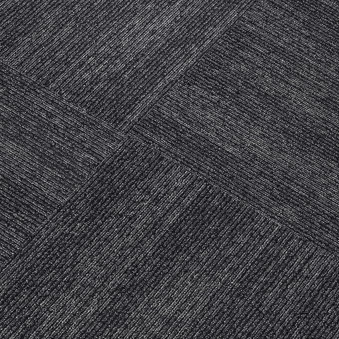 Mohawk Elite 24" x 24" Berber (Loop pile), 0.08" Pile Height, Carpet Tile, Nylon Fiber, Ebony Color, (1 Tile)