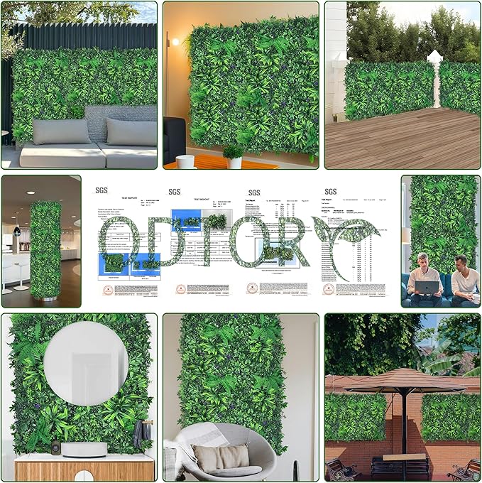 Artificial Greenery Wall Panels: 50'' x 120'' UV-Anti Faux Greennery Grass Wall Privacy Backdrop Fence Screen for Garden Fence Covering Privacy, Outdoor Indoor Home Decor