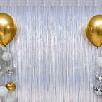 4 Pack NYE Silver Tinsel Foil Curtain, 3.28 FT x 7.05 FT Glitter Silver Tinsel Curtains, Metallic Foil Streamer Disco Fringe Backdrop Party Curtains, Birthday New Year Party Supplies Disco Decor