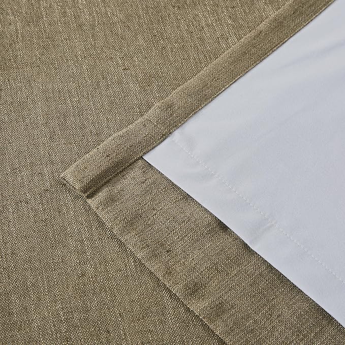 Vision Home Brown Pinch Pleated Full Blackout Curtains Linen Blended Room Darkening Window Curtains 112 inch for Living Room Bedroom Thermal Insulated Pinch Pleat Drapes with Hooks 40" Wx112 Lx2